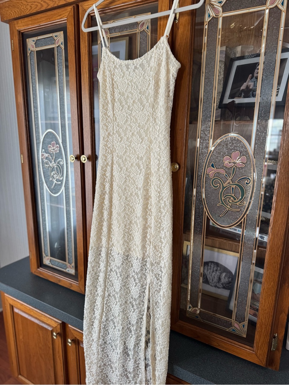 aerie Ivory Lace Maxi Slip Dress